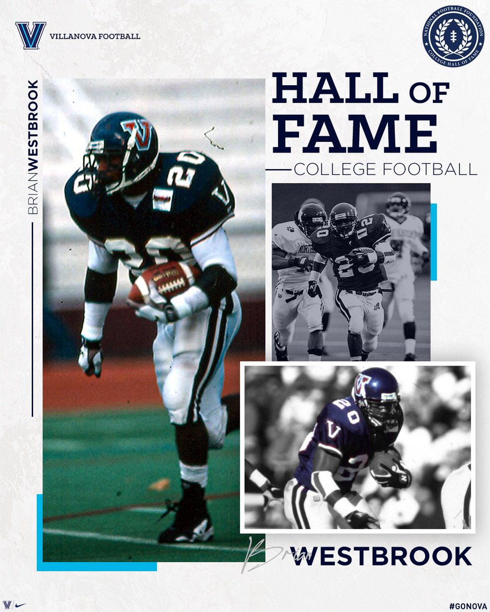 NovaFootball's tweet photo. Congratulations to Wildcat legend Brian Westbrook who will be the first former player in Villanova history enshrined in the College Football Hall of Fame! ✌️👏

🔗: https://t.co/o714Uks4WV 

@36westbrook | #CFBHall https://t.co/5T0ivQmx0N