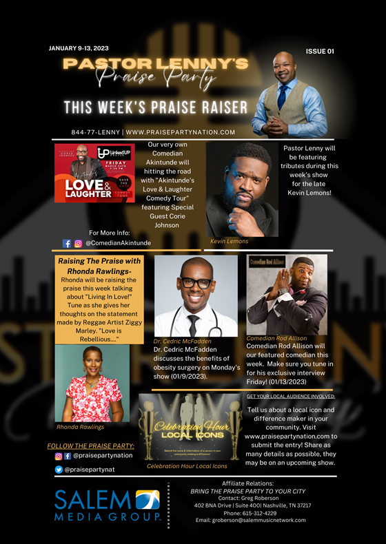 phillysfavor's tweet photo. It's a packed lineup you won't want to miss this week on Pastor Lenny's Praise Party! Join us 10 AM - 2 PM for four hours of special guests, tributes, and much more. You won't want to miss it! https://t.co/XHuBpw4RGZ