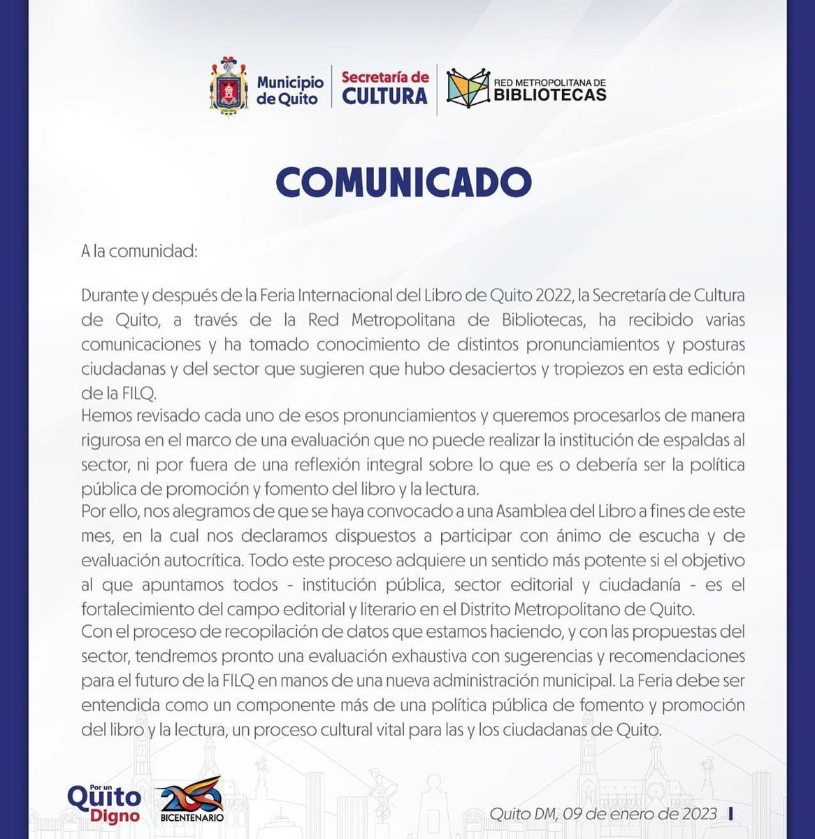 ✅A la comunidad.
#FilQ2022 
<a href="/FIL_QUITO/">Feria Internacional del Libro de Quito</a>