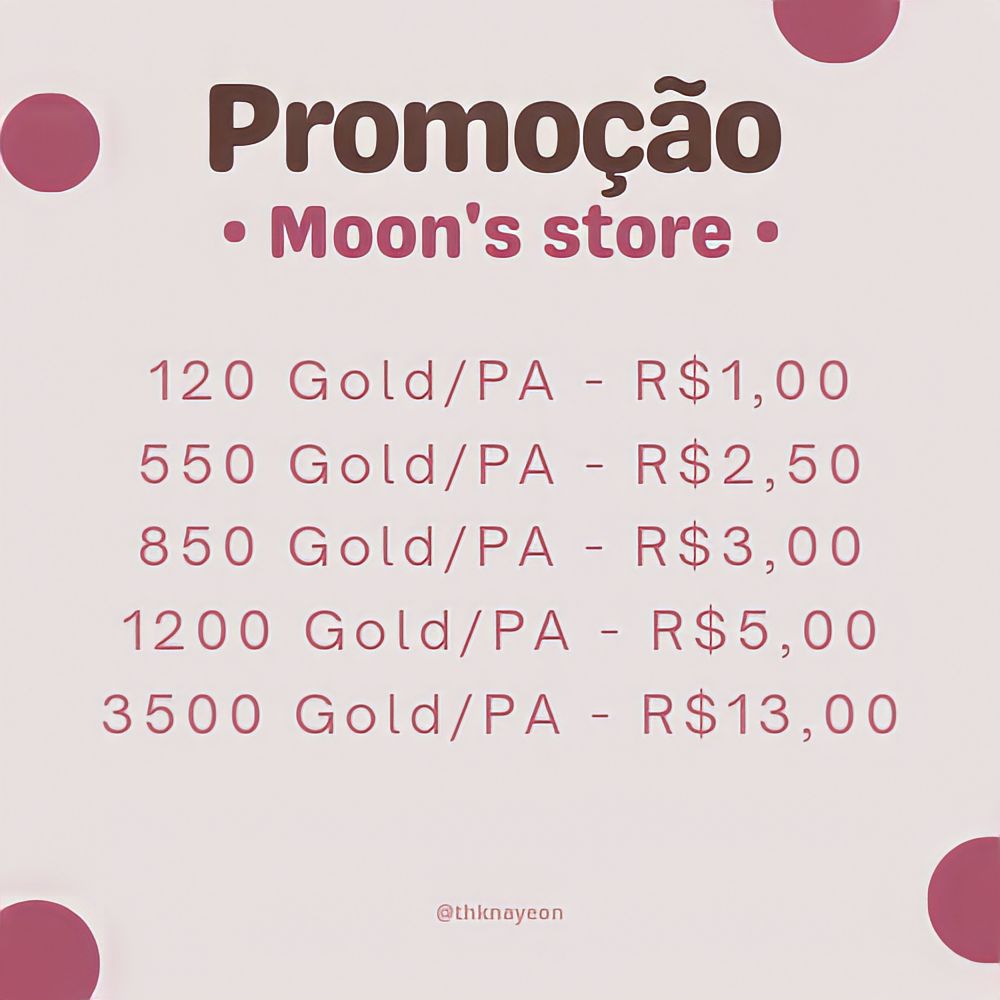 thkhanji's tweet image. 🚨 PROMOÇÃO NA LOJINHA DA MOON 

Devido ao evento dos trajes decidi diminuir os preços das recargas e espero que aproveitem 💖💕

⚠️ A promoção será válida até o dia 16/01!

(Tive que postar o tweet novamente pq o outro tava com um valor errado)