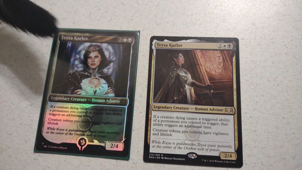 Ravendreams1's tweet photo. @coL_Amazonian @MTG_Arena This is an example of what I like to find to give my decks a bit of extra bling to them.  And cat specter with her tail in the shot. https://t.co/3lXVgJKtl2