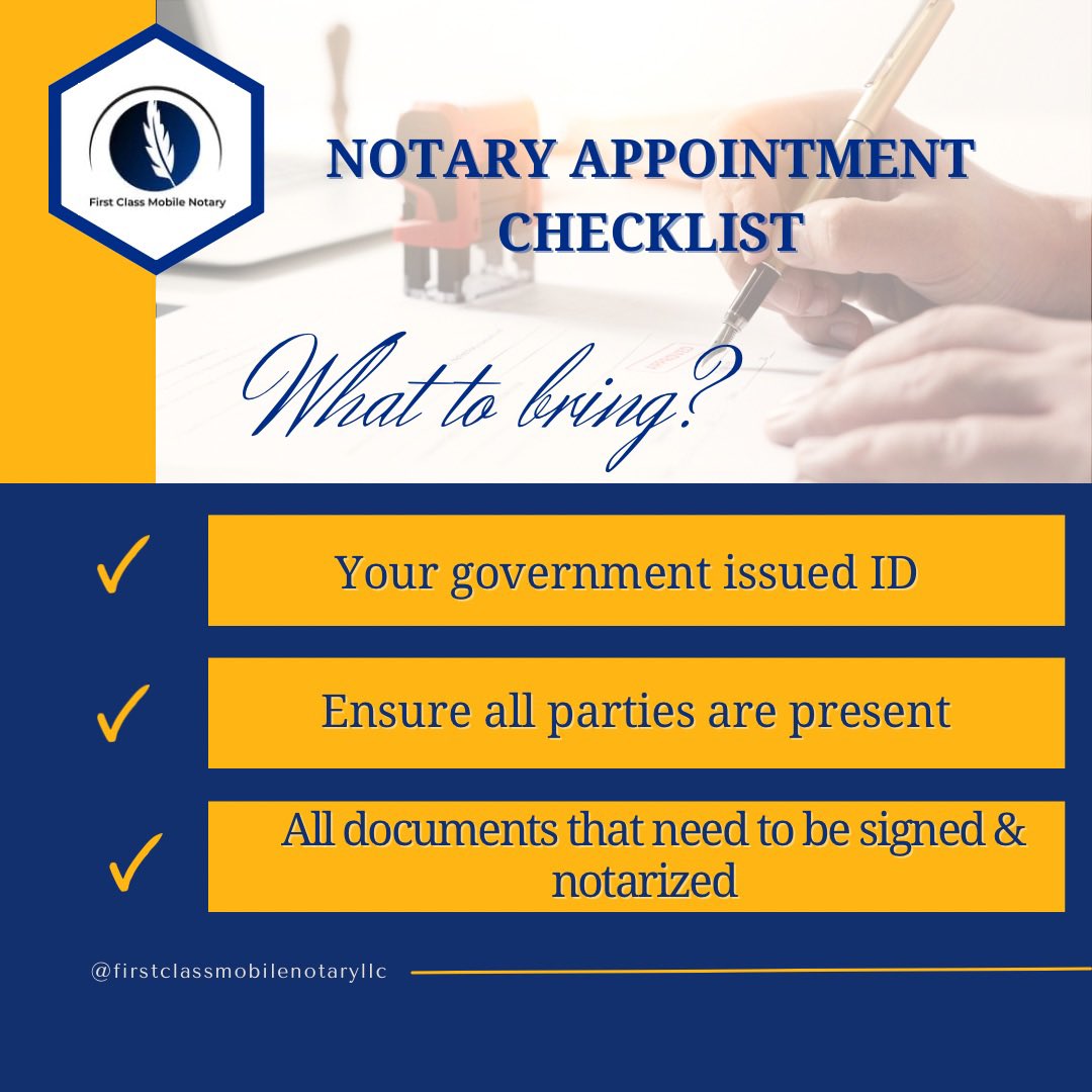 MartinaNotary's tweet photo. Are you prepared for your notary appointment?

Call | Text for a free estimate.

🔹First Class Mobile Notary LLC🔹
Serving Miami-Dade &amp; Broward 

📲  Call | Text  786.407.3046
📧  24hrsnotarypublic@gmail.com
🌐  https://t.co/CdyNZpMhvt

#mobilenotary #notaryservices #notarypublic https://t.co/QudCWSVI5i