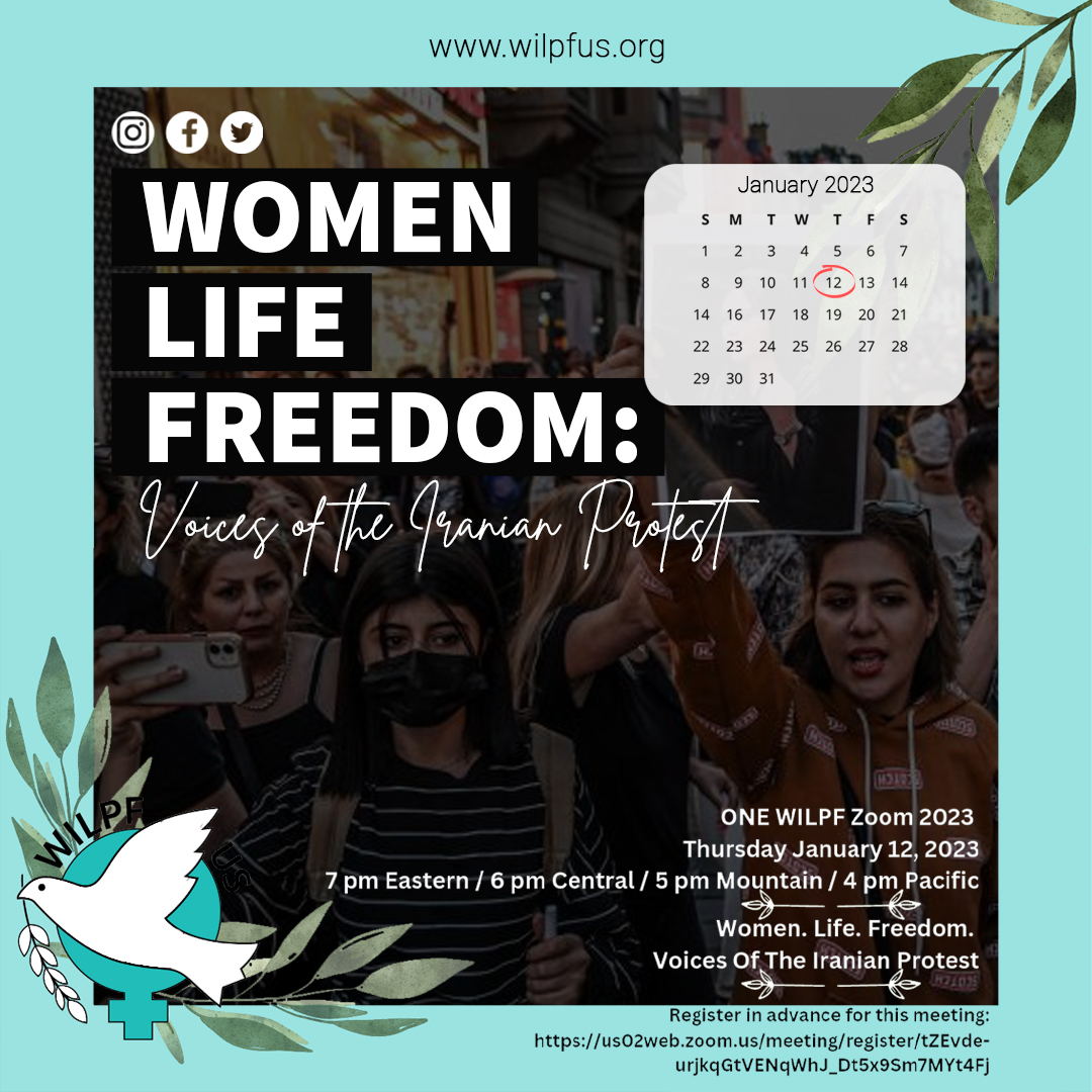 Women’s International League for Peace and Freedom invites you to join us for the ONE WILPF Call!
Thursday, January 12, 2023 
SAVE THE DATE!
bit.ly/ONEWILPF2023

#womenrights #womenrightsarehumanrights #womenrightsmatter #womenrightsday #womenrightsactivist