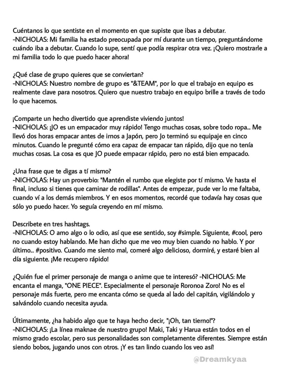 Dreamkyaa's tweet image. Entrevista individual #NICHOLAS