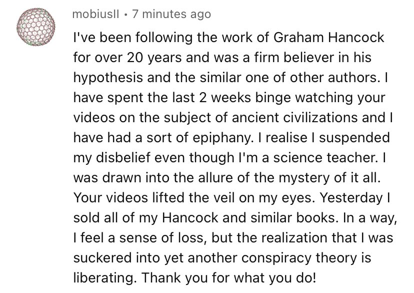 Received this comment on YouTube today.