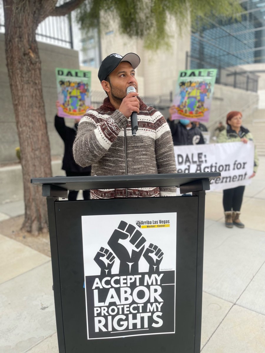 ArribaLasVegas's tweet photo. Today we call on @SecMayorkas @POTUS and @DHSgov to ensure protections against immigration related retaliations for all immigrant workers facing workplace abuses #DALEya #ImmigrantWorkerJustice https://t.co/GZe1zEkmCq