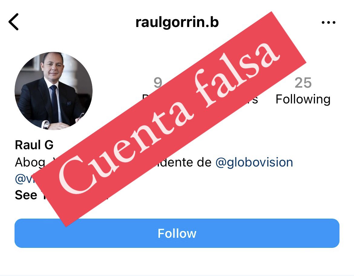 Aclaro que mi única cuenta en redes sociales está registrada con el user (<a href="/RaulGorrinB/">Raúl Gorrín</a>) en twitter e instagram.
