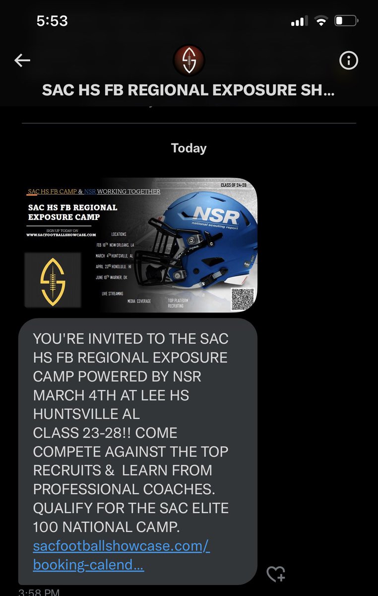 Thank y’all so much for the invite to the SAC HS FB REGIONAL EXPOSURE CAMP!!@SacAugusta