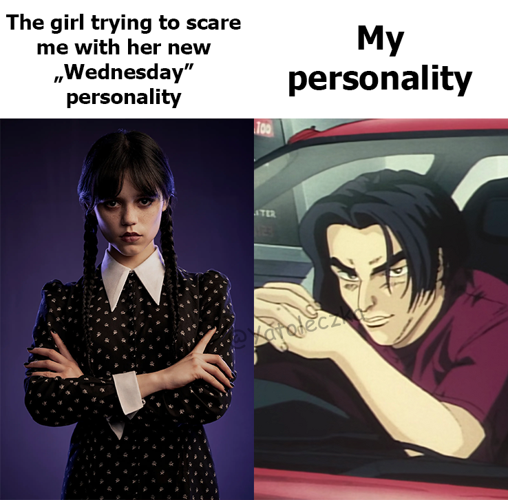 Yatoleczka's tweet image. Who is stronger? Goth girl or Honda Civc EG6 with weight 925–1,130 kg (2,039–2,491 lb) and VTEC?

#initialdmemes #initialdmeme #initialdworld #initialdfans #InitialD #memes #Meme #shingostogetherstrong #shingoshoji #Shingo #hondacivic #Civic #EG6 #Honda #VTEC #Shitpost