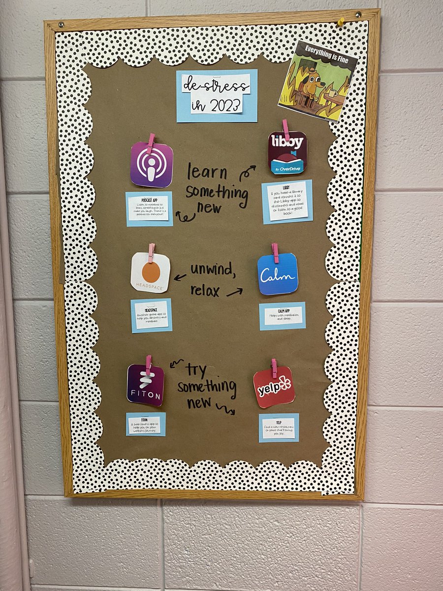 dana_does_K's tweet photo. Shared some apps/websites for staff to check out to help them relax and unwind after work! 

A healthy person outside of the classroom, makes a happier teacher in the classroom! @Kate_theSLP #techcoach #scs #healthandwellness https://t.co/IBDoVVfCpM