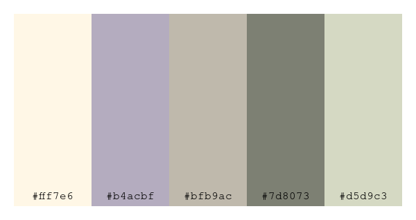 ColPaletteBot's tweet photo. Beep beep, here's a pretty color palette for you!
color-scheme.js parameters used:
- hue: 283
- variation: pale
- colors: #fff7e6, #b4acbf, #bfb9ac, #7d8073, #d5d9c3
Have a lovely evening!
#twitterbot #colorpalette #colors #palette #prettycolors https://t.co/3GYMymdxsi