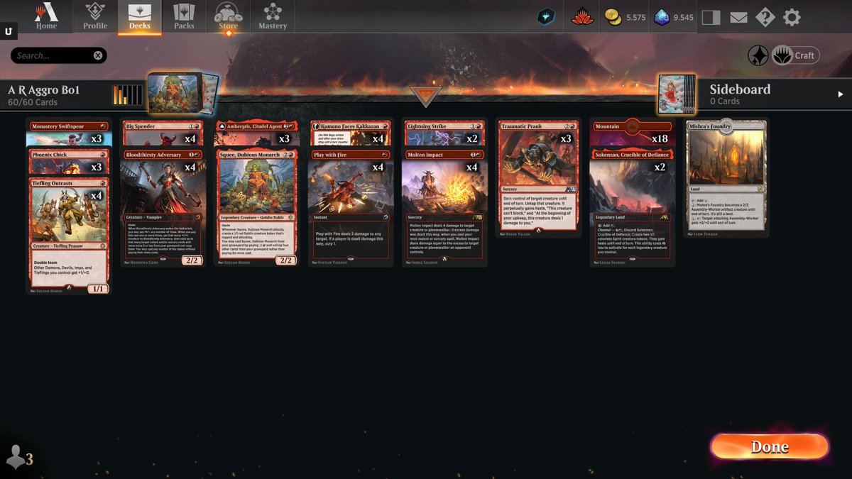 7-1 on Decathlon #6.
Alchemy R Aggro. The best deck, but this time it was difficult.
Thanks to <a href="/Industrial_STR/">Industrial Strength</a>
<a href="/mtgazone/">MTG Arena Zone</a> <a href="/ArenaDecklists/">Arena Decklists</a> <a href="/fireshoes/">Robert Taylor🔥</a> #MTGArena 
mtgazone.com/user-decks/ql5…