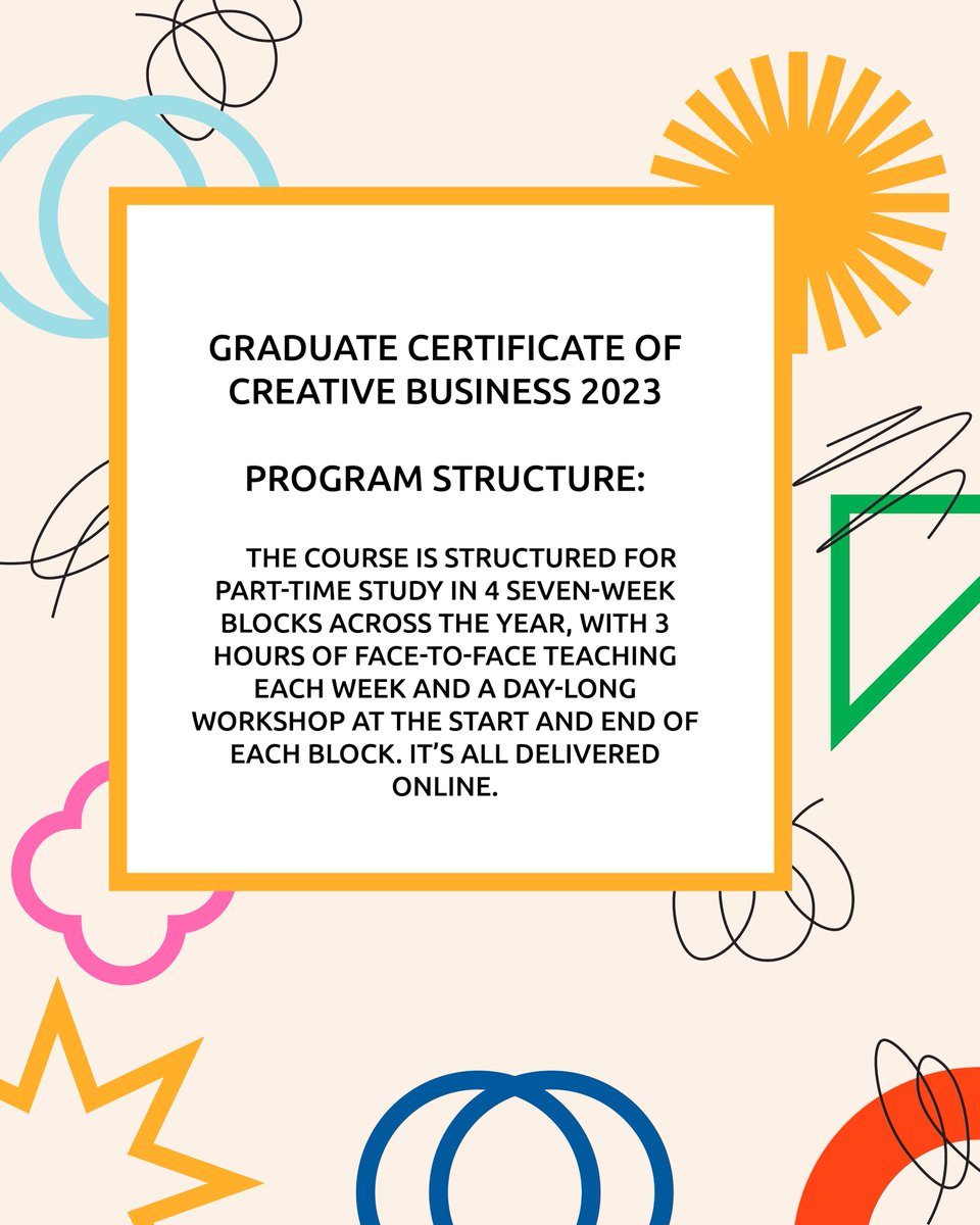 Don't forget that applications are closing soon for our Graduate Certificate in Creative Business. Study online, part time, with classes and schedules built to suit your creative professional life. Course is accredited through UC and all Aus. students are eligible for fee-help.