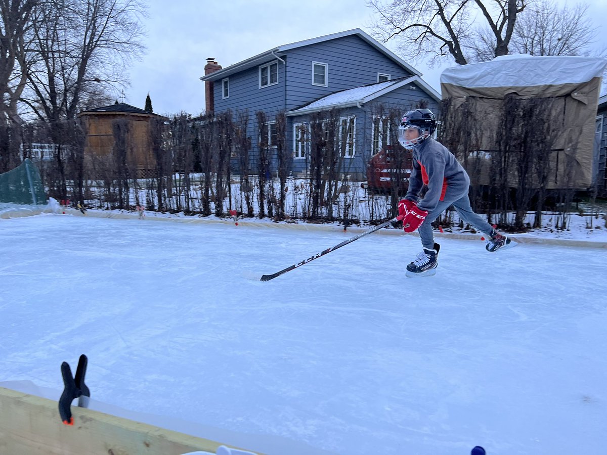 badgerhockeyfan's tweet photo. Survived the melt and back in business for at least a few days. #backyardrinks #backyardhockey #hockey #backyardicerink #backyardrink https://t.co/AzwaJTcocJ