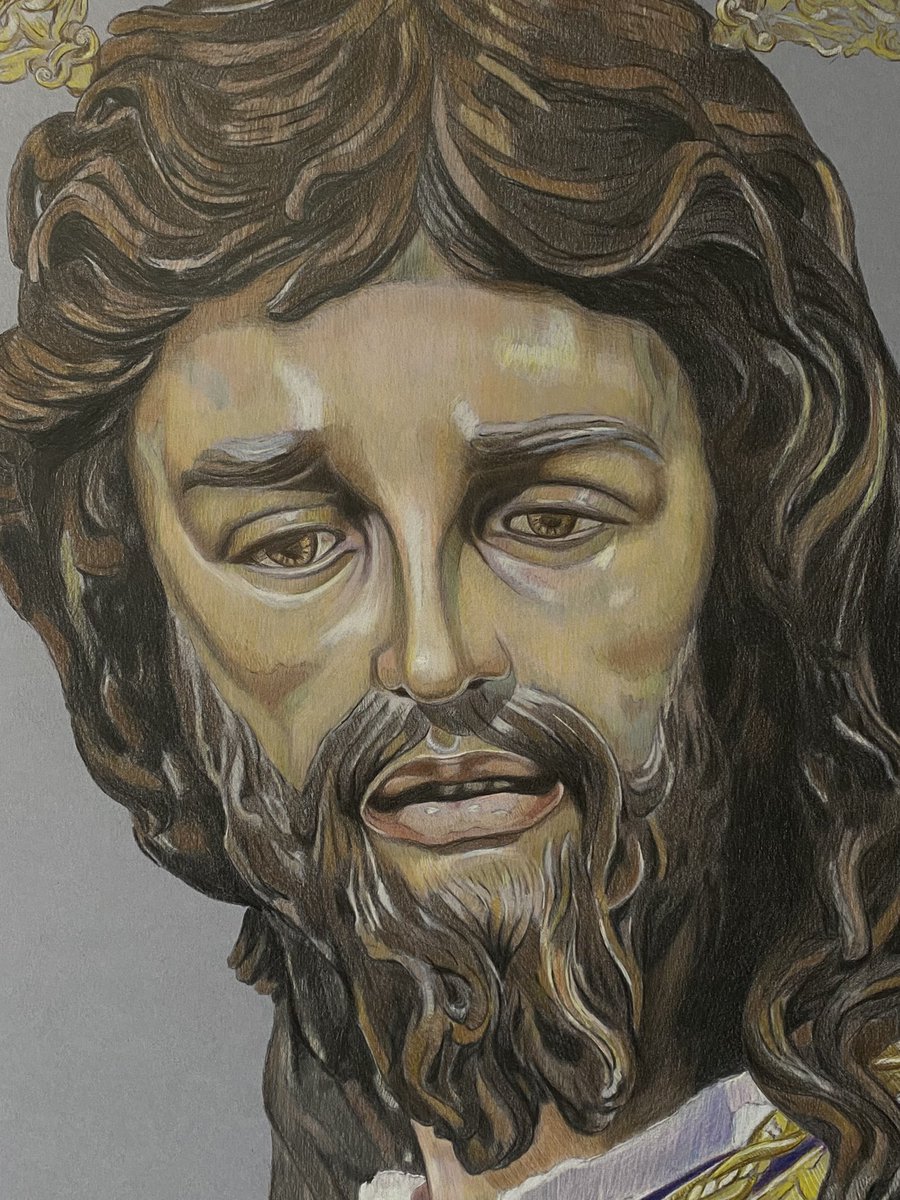 Nuestro Padre Jesús del Soberano Poder ante Caifas <a href="/HdadSanGonzalo/">Hermandad de San Gonzalo</a>
Lápiz de color sobre papel, 75 x 60 cm
Detalle de mi última obra.