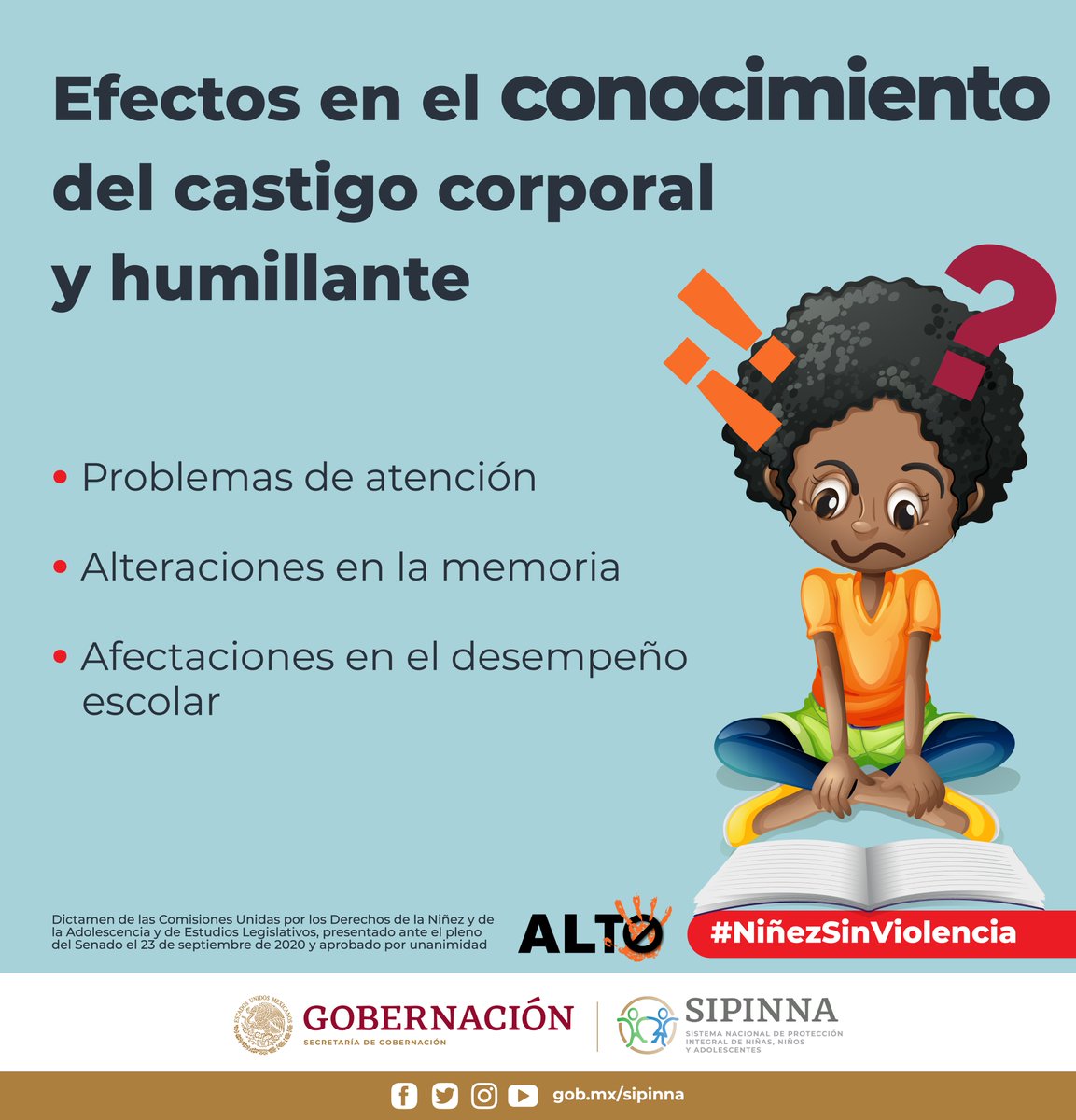 SIPINNA_MX's tweet photo. Conoce algunos de los efectos en el conocimiento del #CastigoCorporal y humillante.

#CrianzaPositiva
#NiñezSinViolencia https://t.co/VReK5X2adf