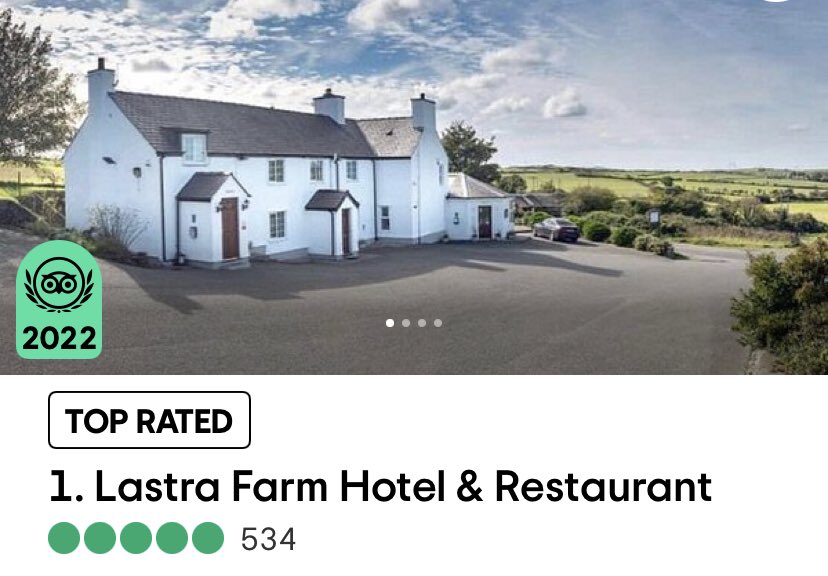 LastrafarmHotel's tweet photo. It’s official. Lastra Farm Hotel is ranked No 1 hotel on #Anglesey for the 17th year in succession. A massive thank you to all our wonderful hard working and dedicated team and not forgetting our lovely guests. 
We re open on Friday the 27th of January . https://t.co/zdNDJxZYx7