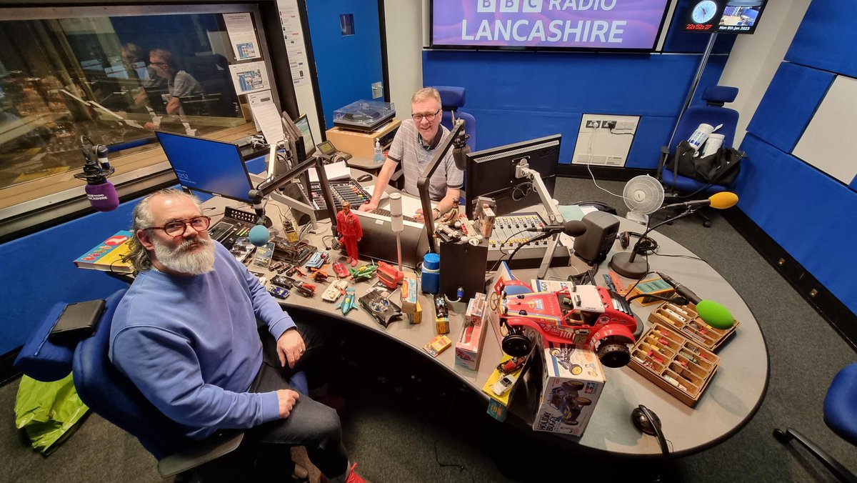 BBCLancashire's tweet photo. On the #LateProgramme @Gillylancs is joined by @markycollector to talk about toys old and new with a special focus on #Batman plus an appearance by the #SixMillionDollarMan. Listen back on @BBCSounds @BBC_Cumbria https://t.co/trcwCSurYp
