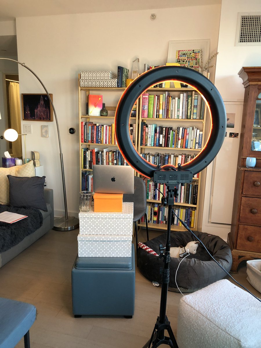 About to launch something new at @nationalbook that I’m REALLY EXCITED about! More soon but for now here’s a behind the scenes look at my “home recording studio” & very fancy laptop stand…. #teambook #newadventure #cantwait #amreading