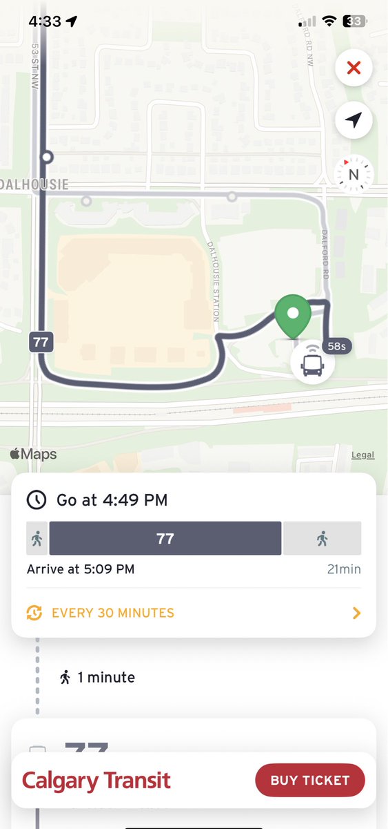 BiffMunky's tweet photo. @calgarytransit hey guys, why is the app saying the 77 is a 20 minute wait, but also showing that the bus is at Dalhousie Station? https://t.co/IzXWZD5frd