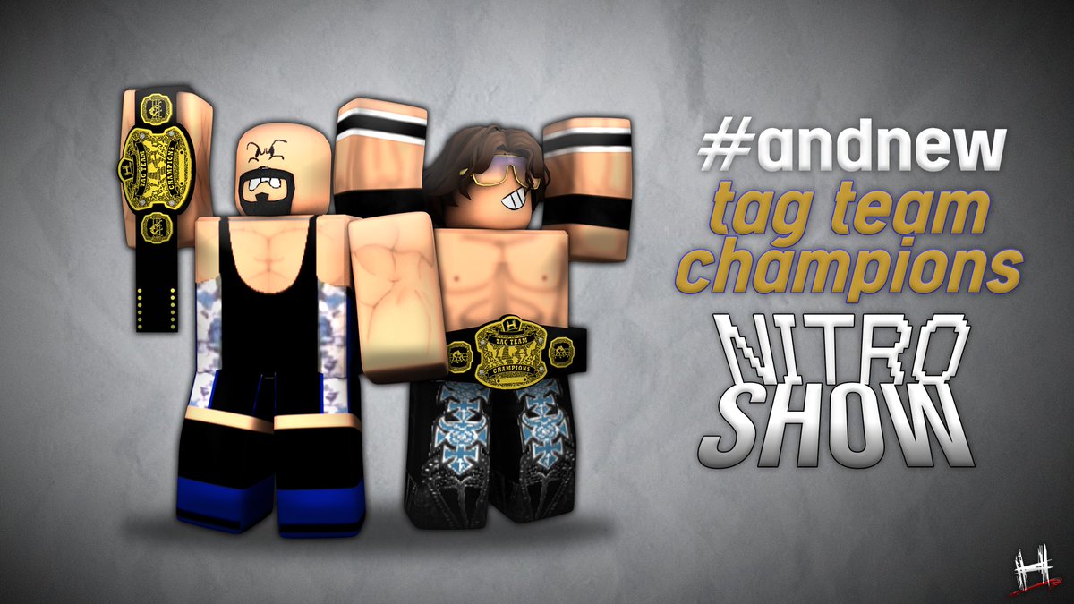 HDW_RBLX's tweet photo. AND NEW TAG TEAM CHAMPIONS!

Two nights ago on #HDWVelocity , Nitro-Show and Team Hell No clashed for the vacant tag team championships!

Nitro-Show wins the championships and sends Team Hell No home! (3-1).

[ @OfficialKounter , #PryNitro ] https://t.co/9XqJNDhQmH