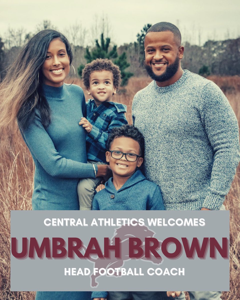 LionSportsCHS's tweet photo. 🚨🏈 Central Athletics is excited to announce Coach Umbrah Brown as the new Football Head Coach!! Coach Brown is a ‘07 alumni. Welcome home, Coach Brown!
#lionstrong 🏈 🚨 
@CoachUBrown 
@GradickSports 
@TheMorningFive https://t.co/p6TctfOZMc