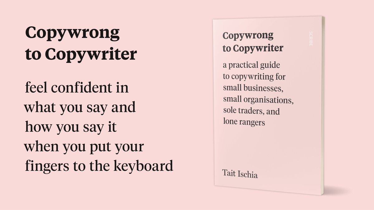 COPYWRONG TO COPYWRITER by <a href="/TaitIschia/">Tait Ischia</a> is an updated edition of Tait’s self-published handbook, offering a brief and engaging guide to copywriting — which is exactly how you want to be writing your copy, too. ⁠

📓scribepublications.com.au/copywrong