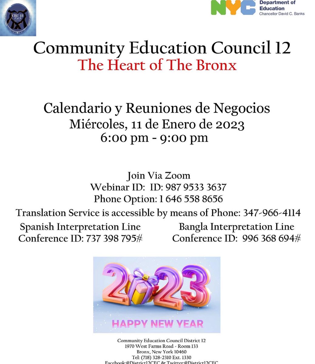 FNS314's tweet photo. CEC D12 meeting Jan. 11 @6pm https://t.co/froQmgIxsj