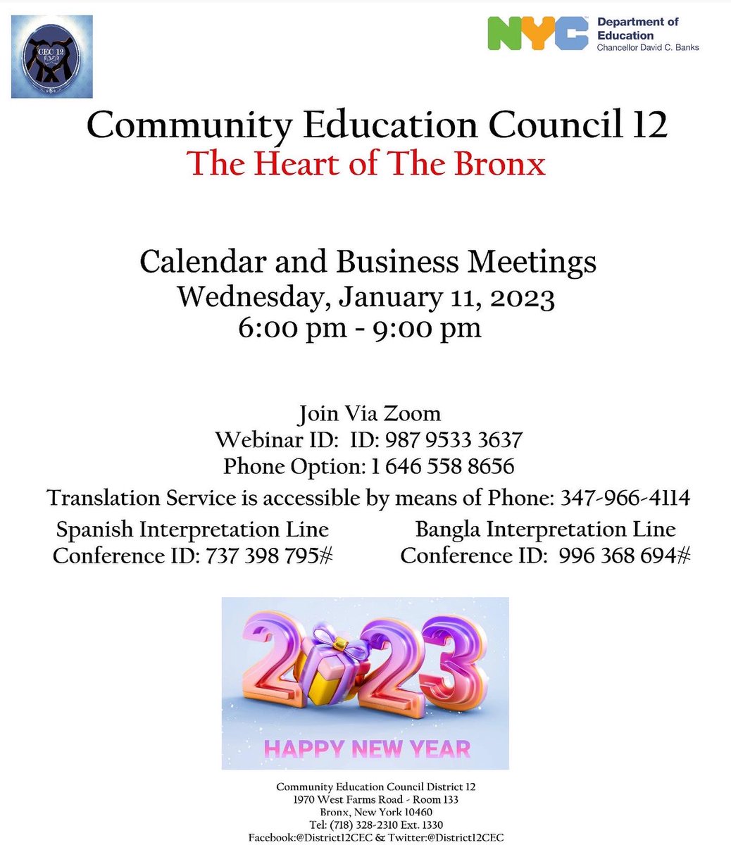 FNS314's tweet photo. CEC D12 meeting Jan. 11 @6pm https://t.co/froQmgIxsj