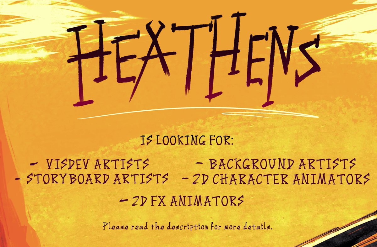 StudioPsycho's tweet photo. Hey! We're looking for future artists and animators for our indie animation project 'Heathens', specifically for its intro film 'Hellhounders!' If you're interested, please read and follow the doc below! Roles: animators, storyboard artists, and more :)

https://t.co/mcgeUxxE4r https://t.co/2Q69Vfxe4O