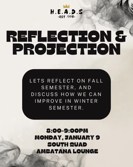 Come reflect on how the fall semester went for you, and how you’re feeling going into the winter semester. 🪞