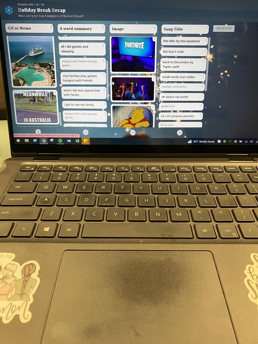 Letts Catch Up, Spartans‼️ Thank you <a href="/padlet/">Padlet</a> for offering a creative platform all of us to share our winter breaks. (Gif/meme, 6 word story, image, song) #FrostStrong #Invested #LettsCatchUp #Gif #Meme #Song #Image #6wordstory