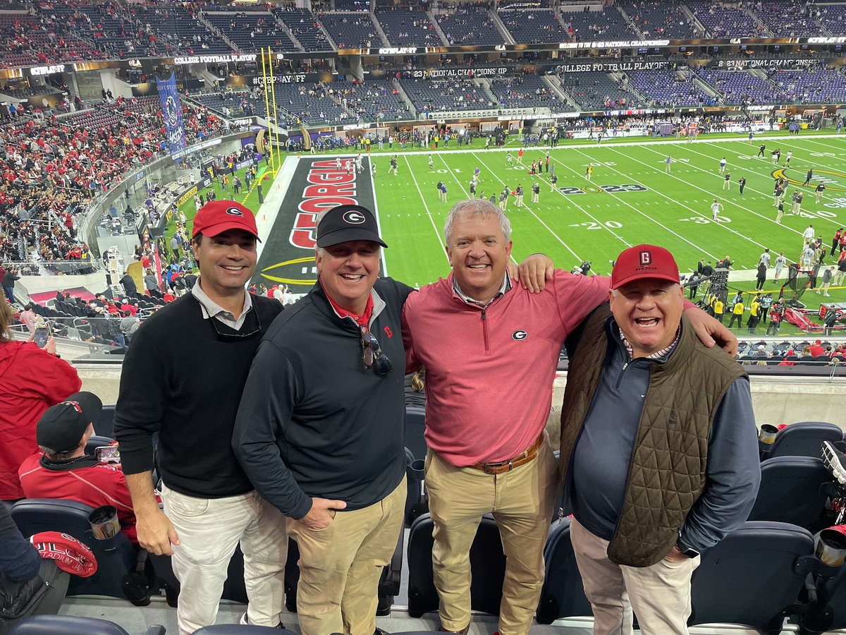 4 days ago, these fools were in Athens, Ga.
2 days ago, they were eating catfish in Oklahoma.
Tonight they are in Club Level at SoFi Stadium watching <a href="/GeorgiaFootball/">Georgia Football</a> play on the biggest stage in college sports. 

Win or lose- Mission Fucking Accomplished!

#GoDawgs 
<a href="/DawgNation/">DawgNation</a>