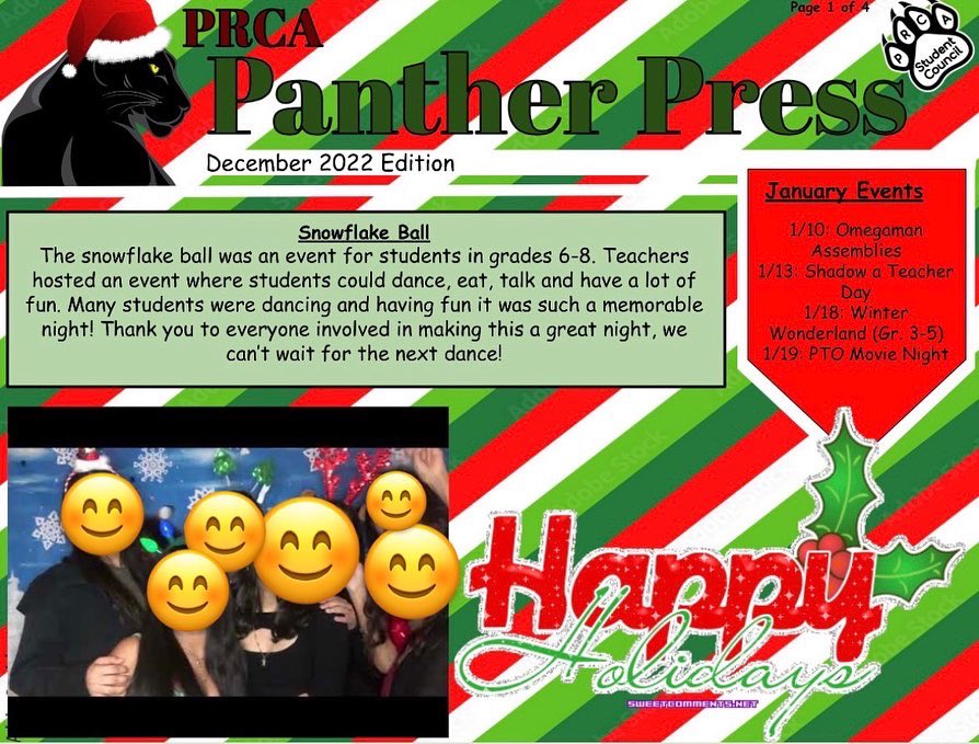 PRCACouncil's tweet photo. In this months Panther Press Edition, we highlight videos from the Winter Concert! Great job to all of our talented staff and peers for engaging in the Arts @PaulRobesonNBPS @nbpschools https://t.co/4ohEhc9Py9