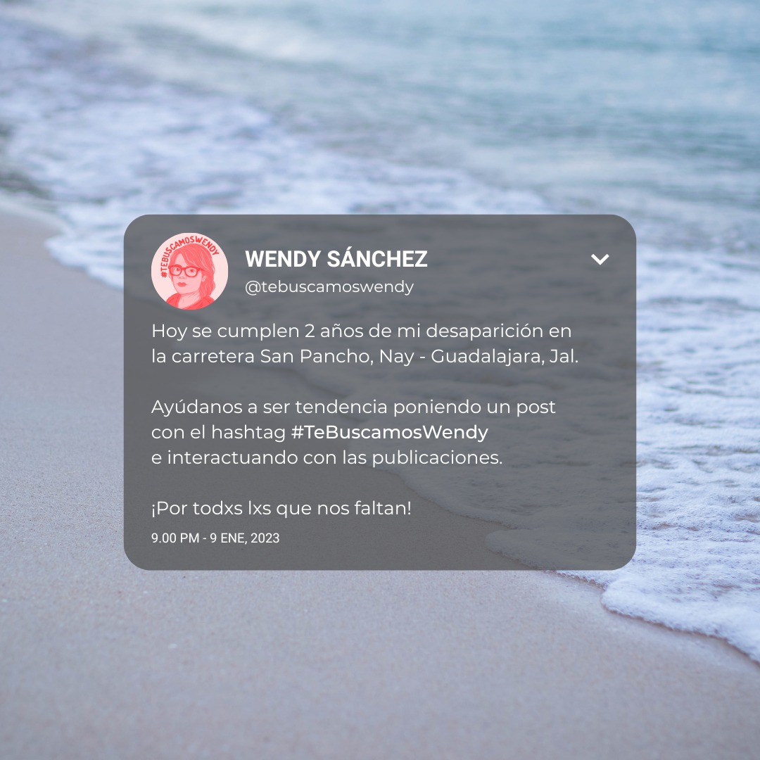 Ayúdenos a Twitteear con el #TeBuscamosWendy hoy a 9 PM