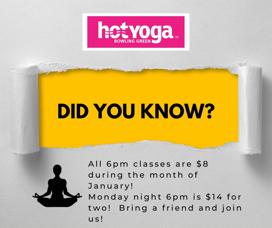 HotYogaBG1's tweet photo. Tuesday at Hot Yoga:  6am Andrea AF., 845am Amy G., 430pm Craig L., &amp; 6pm Veronica C.  $8 rate available only in studio, not available for online registration.  Come on in!!!  #hotyoga #hotyogaeveryday #goals #move #breathe #focus  #comesweatwithus #yogawithfriends https://t.co/Uzzf4YdHAe