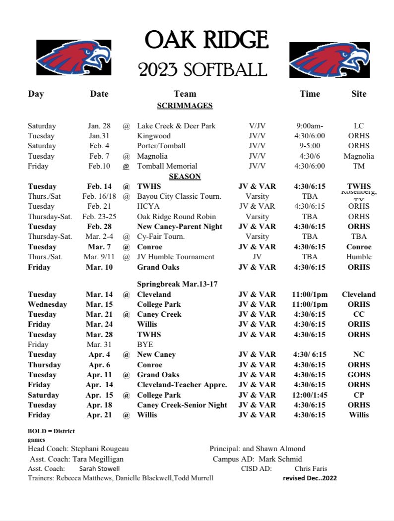 ORHSSoftball's tweet photo. We are looking forward to the 2023 season! 🦅 Let’s get loud! https://t.co/gdhxLgFCi4