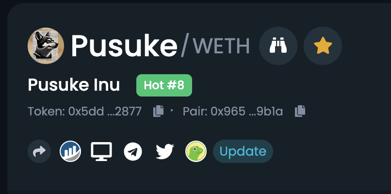 $Pusuke is Now Trending #8 On <a href="/DEXToolsApp/">DEXTools</a> 

You Work Hard, You Get Rewarded! LETS GOOO!

$PUSUKE
$KABOSU
$FLOKI
$SHIBA
$DOGE