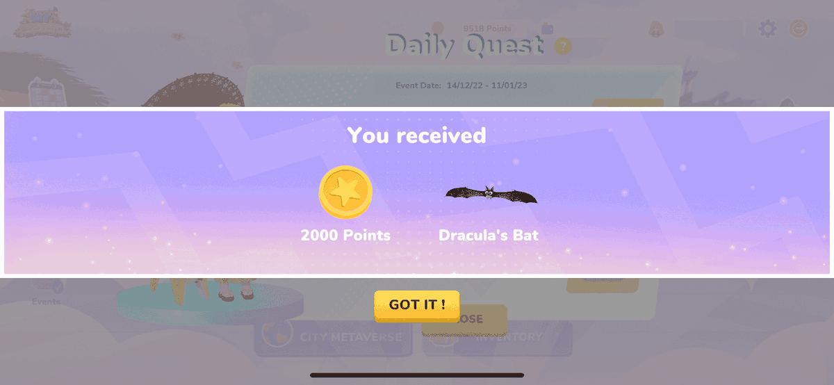 0xtunad's tweet photo. Attention #AlphaTest2 participants! The final surprise of the check-in has been revealed - the Dracula Bat #NFT.
Don't wait, log in now to unlock your reward and begin exciting new adventures in the #Metaverse. https://t.co/044H4LuUcC
