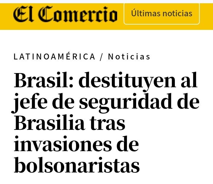 EjtoOccidental's tweet image. El secretario de Seguridad del Distrito Federal de Brasilia,Anderson Torres,aliado del expresidente brasileño BOLSONARO,fue destituido de su cargo,tras la invasiones de bolsonaristas radicales a las sedes del Parlamento,la Presidencia y la Corte. #TodosConLula  #NoAlGolpeEnBrasil