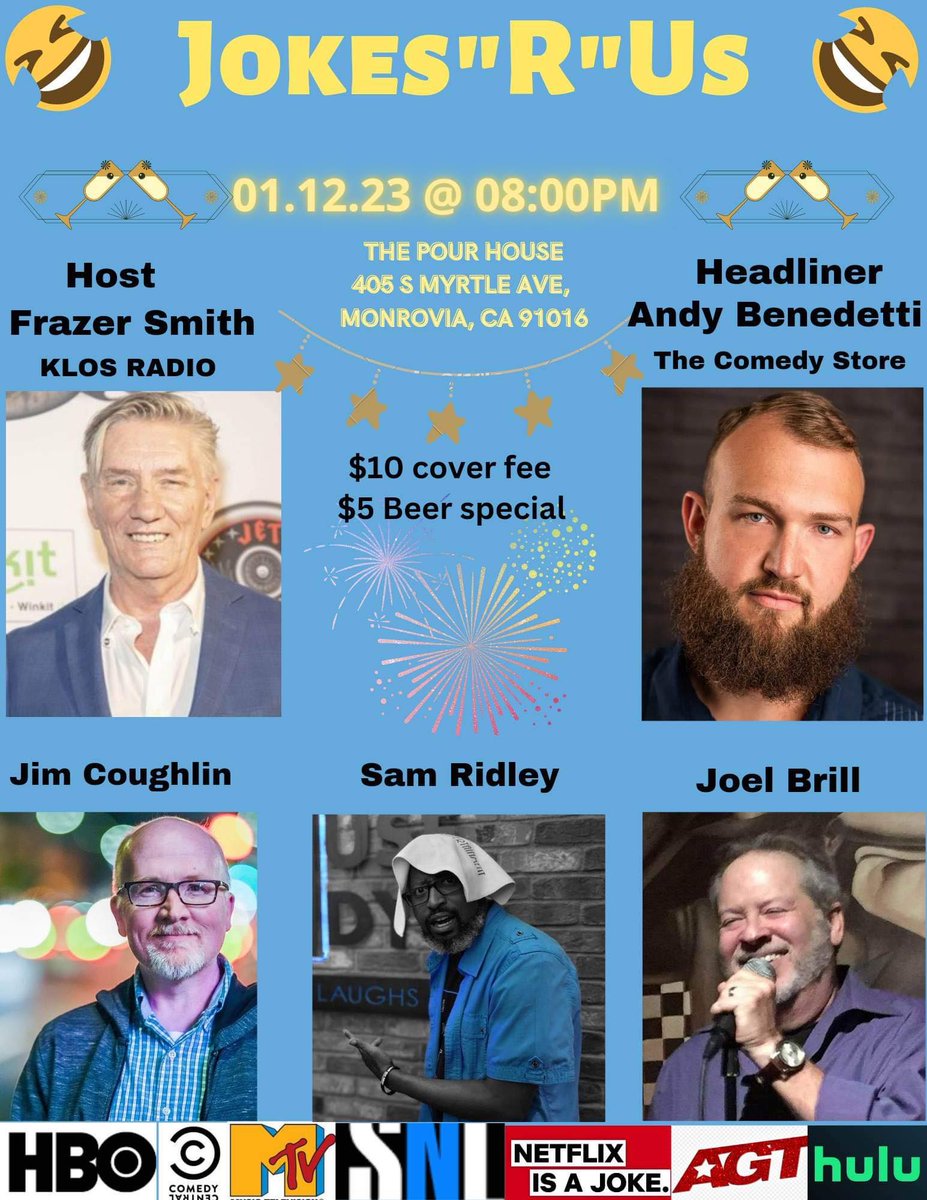 Thursday, Jan. 12, in Monrovia, CA top line of performers including me.