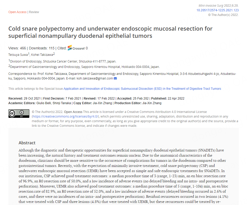 JudithDuan's tweet image. 🌸Popular article: Cold snare polypectomy and underwater endoscopic mucosal resection for superficial nonampullary duodenal epithelial tumors
💐Link: misjournal.net/article/view/4…
@AmCollegeGastro