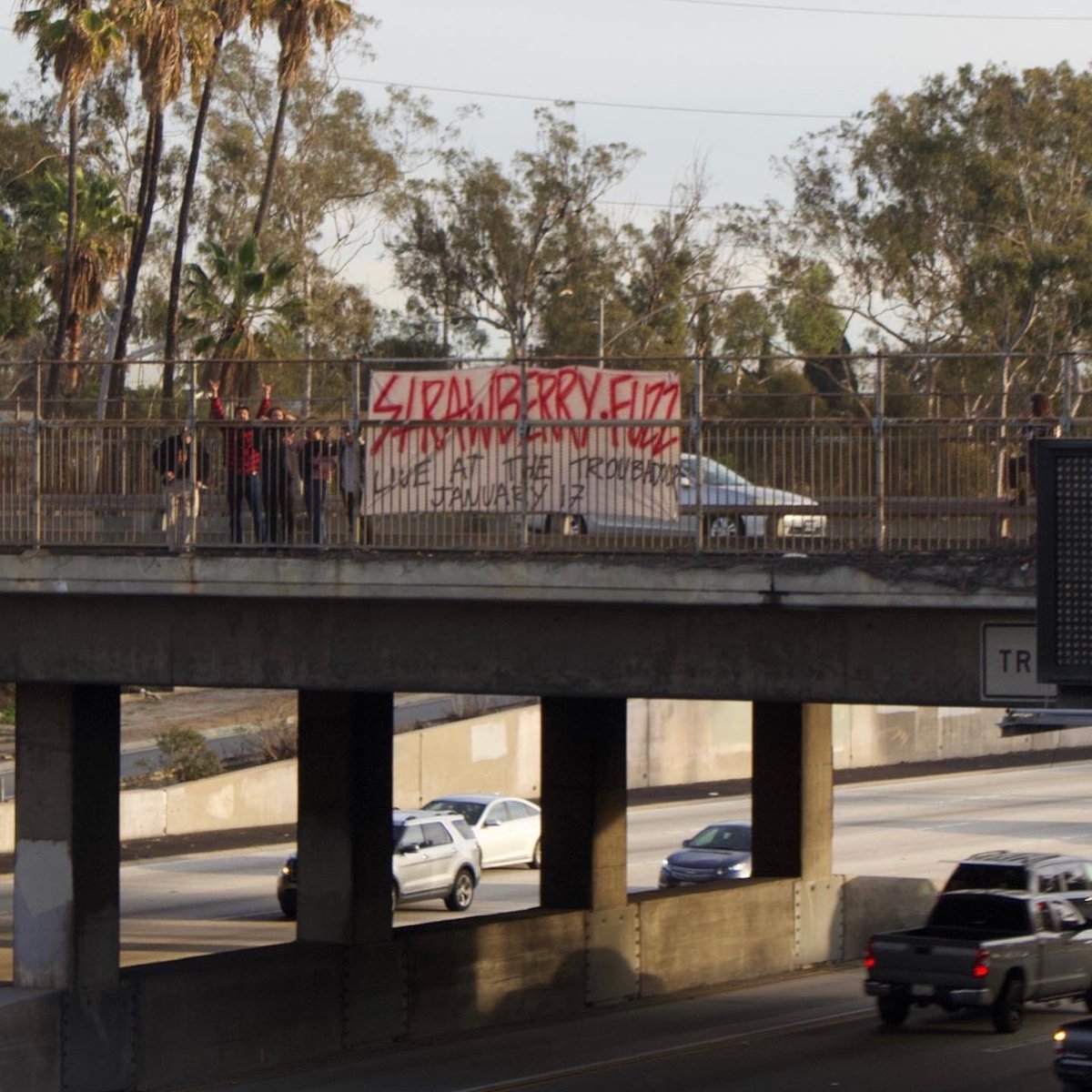 Strawberry Fuzz (@fuzz_strawberry) on Twitter photo Guerilla marketing over the 405. Do you have your tix for our show January 17th, at <a href="/theTroubadour/">Troubadour</a>? Guerilla marketing over the 405. Do you have your tix for our show January 17th, at <a href="/theTroubadour/">Troubadour</a>?
