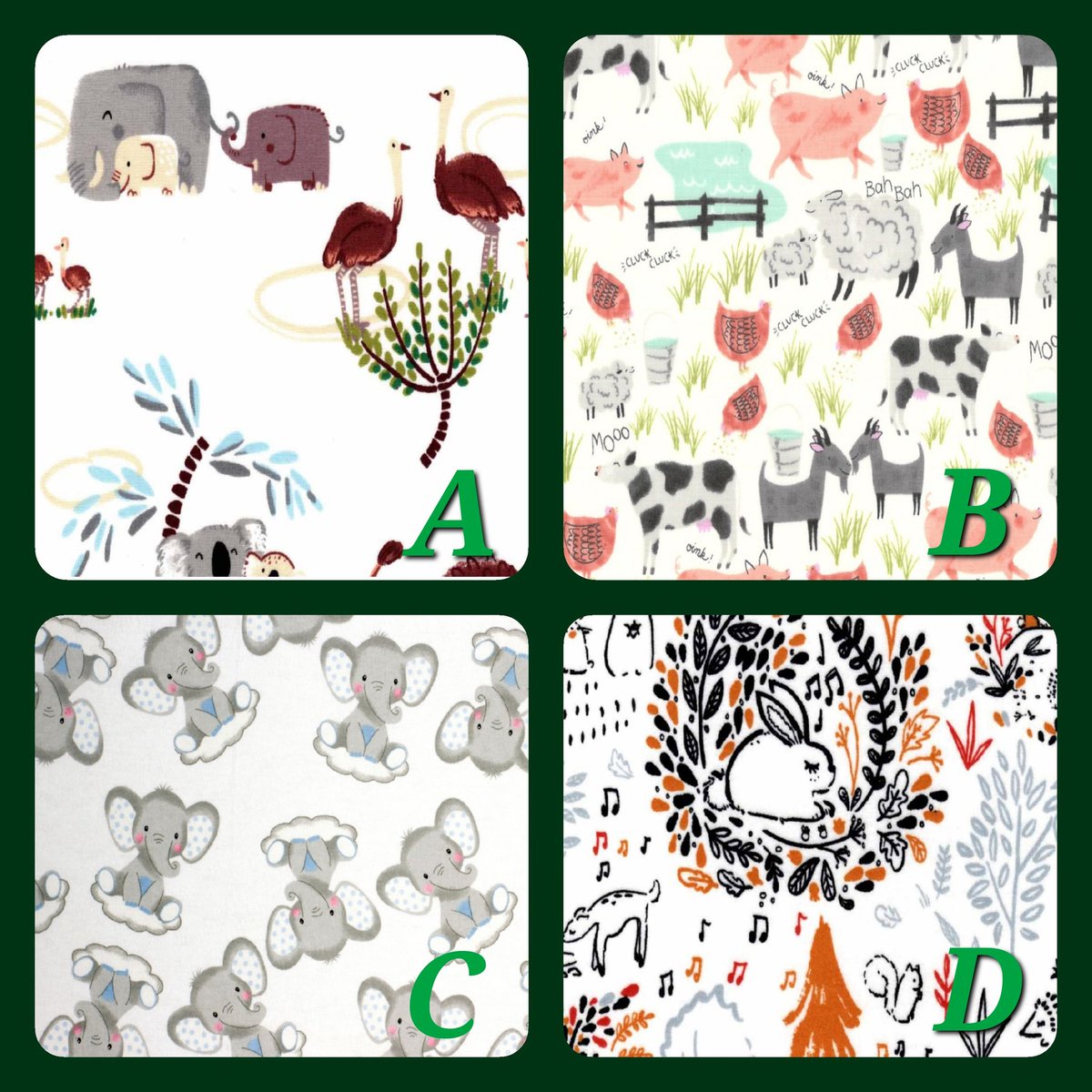 POLL TIME!! Looking for some inspiration for our next project! Please vote for your favorite fabric by leaving a comment below. Thank you! ❤️ 

#craftingzdreamz #smallbusiness #handmadewithlove #handmade #babynursery #poll #fabric