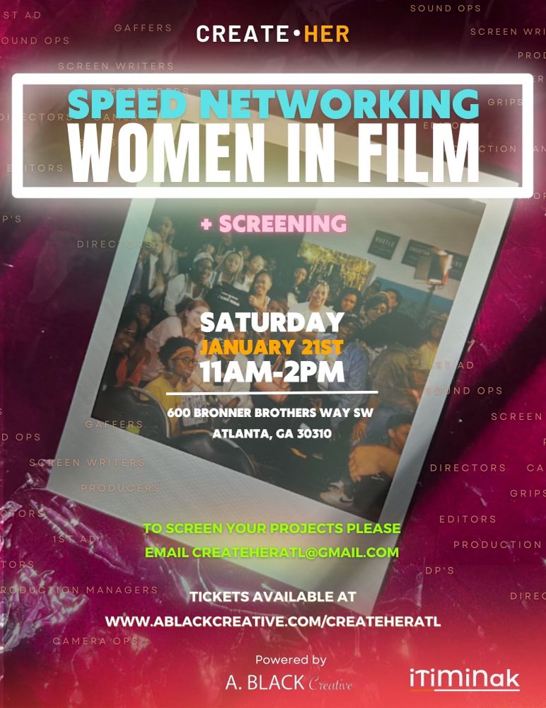 CreateHer_ATL's tweet photo. Ladies we are running it back ✨ we can’t wait to see you and your films 😭 purchase tickets here!
https://t.co/dART5tEF8Q
#womeninfilm #networkingatl #atlevents #createheratl https://t.co/51Wcjf6T03