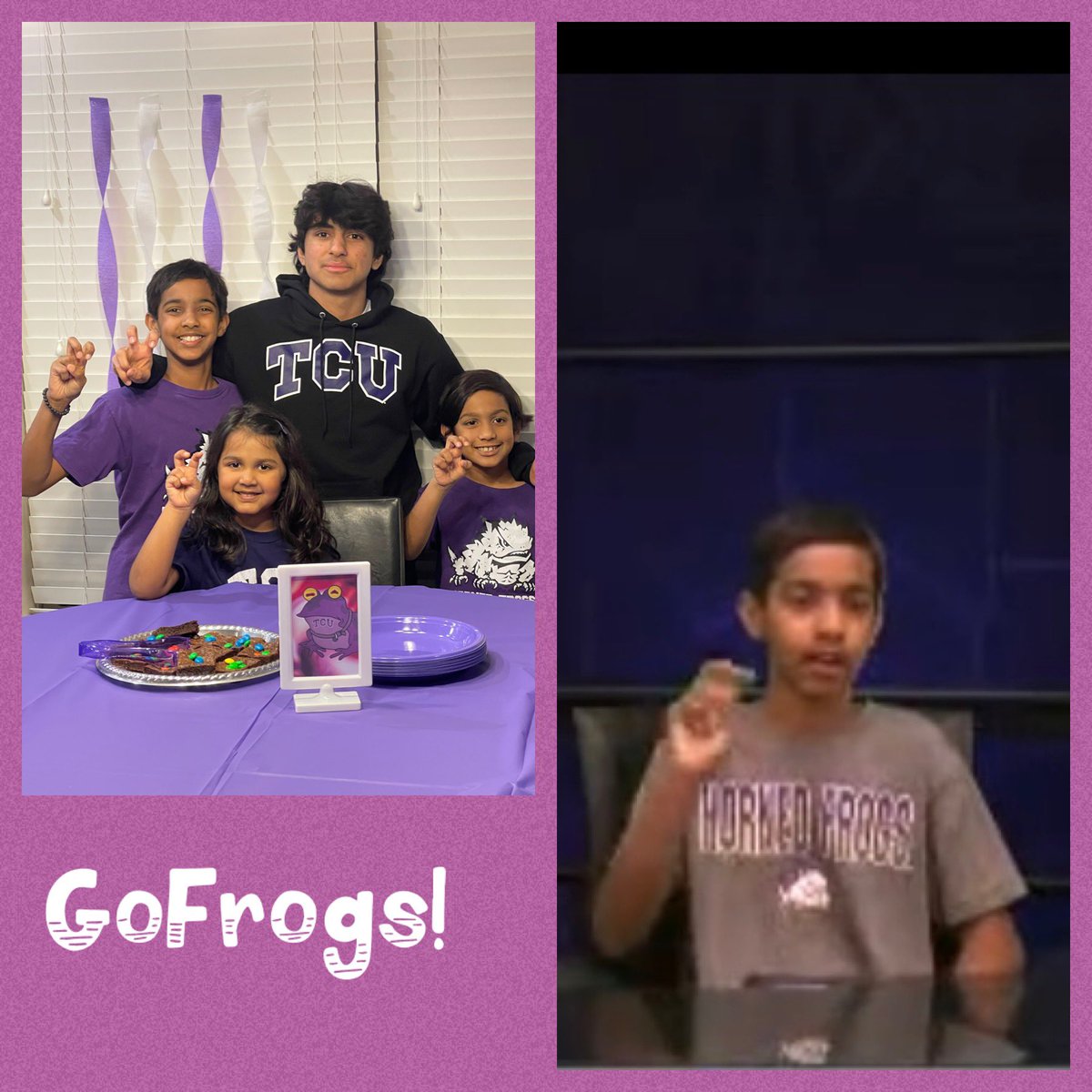 Go Frogs! Dev showing his support for TCU as he co-anchored the school broadcast! #GoFrogs <a href="/TCUAlumni/">TCU Alumni</a>