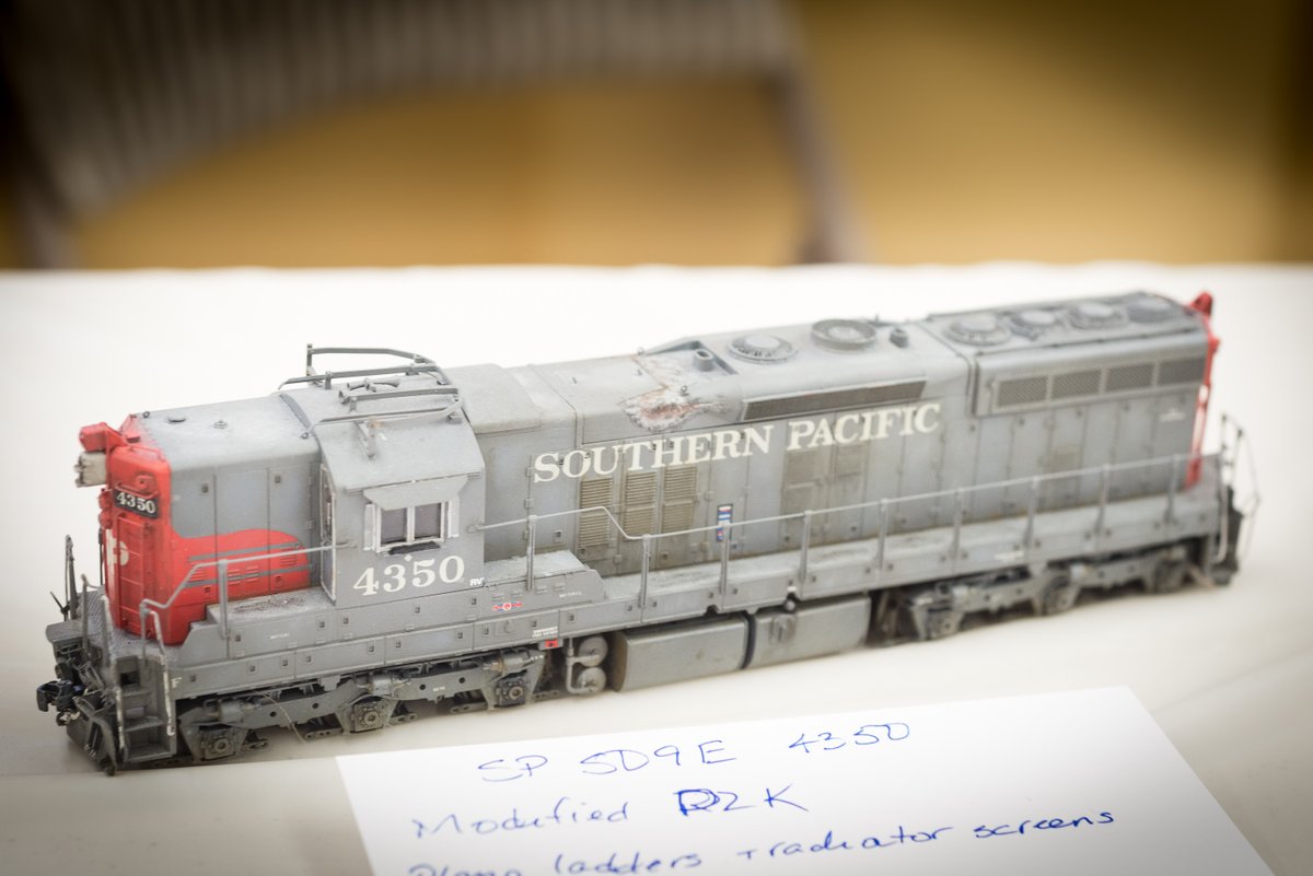Elizabeth Allen's super detailed model of Southern Pacific SD9 (SD9E) 4350 was on display at the June 21, 2014, meeting of the Bay Area Prototype Modelers (BAPM) in Richmond, CA. 
#ModelRailroading #trains #railroads #railroading #SouthernPacific #ElizabethAllen #emd #SD9 #BAPM