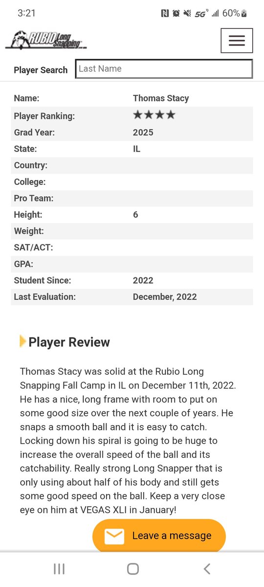 ThomasWStacy1's tweet photo. Excited to receive my first ranking of 4-stars ⭐️⭐️⭐️⭐️ from @thechrisrubio Midwest camp. Thanks for the great experience and feedback! 

Check out my profile: 
https://t.co/jWPggl7hi6

@NolanOwenLS
@MontiniFootball @Edgytim @DeepDishfb @PrepRedzoneIL

#LongSnapper https://t.co/YG4PkkyYaq