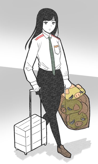 「rolling suitcase standing」 illustration images(Latest)