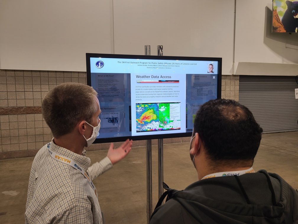 okmesonet's tweet photo. James Hocker @OKfirstManager shares 25 years worth of experiences partnering with #okem - No paper posters here @ametsoc https://t.co/BUOb08w6fl